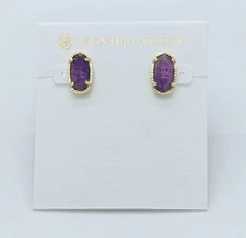 New Kendra Scott Ellie Gold Stud Earrings In Amethyst