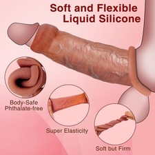 Penis Sheath Male Bigger Sleeve Girth Reusable Condom Extender-Enlarger-Enhancer