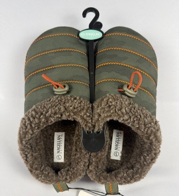 Magellan Outdoors Men s Slipper Shoes Size 7 Olive Sherpa Fleece Camp Moc New