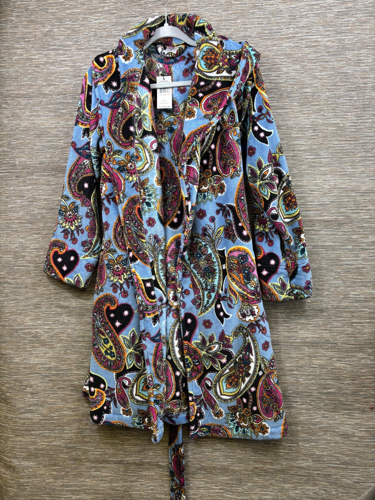 Vera Bradley Robe Womens Size S/M Multicolor Plush Fleece Paisley Kimono Belted