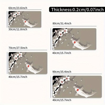White Koi Fish Gaming Desk Compatible for PCLaptop - Non-Slip Computer Keyboard