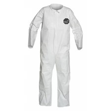 Dupont Nb120swhsm002500 Collared Disposable Coveralls, S, White, Zipper