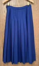 VTG Pendleton Cobalt Blue Pleated Midi Wool Skirt USA SZ 8