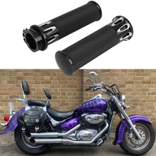 Black 1" Motorcycle HandleBar Throttle Hand Grips For Harley Honda Yamaha Suzuki