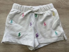 NWOT Polo Ralph Lauren Girls Shorts White 2 All Over Pony Logo Embroidered