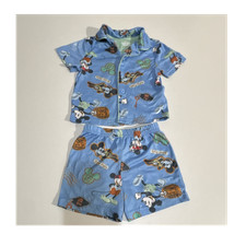 Disney Mickey Mouse 2-Piece Cotton Pajama Set Short Sleeve Button Blue 5