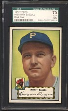 1952 Topps Baseball Monty Basgall ROOKIE BLACK BACK #12 SGC 70 5.5 PIRATES EX+
