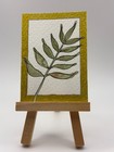 Original ACEO Watercolor & Pen Leaf Branch with Gold Border by BreyhaArt — photo 2