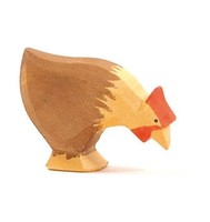 Ostheimer, Huhn Braun Pickend, Spieltier, Holzfigur, Holzspielzeug