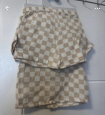 babyG 2pc Beige/White Check Shirt & Shorts Set 0-3m Button, Elastic Waist