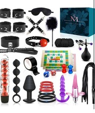 Sex Toys Kit Bed Bondage Gear Handcuffs Sex Games Whip Gag Set BDSM for Couples