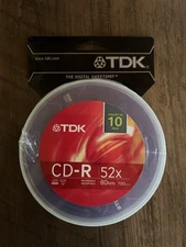 TDK CD-R 10 Pack Recordable/Grabable 52× 80Min 700mb - NEW IN PACKAGE