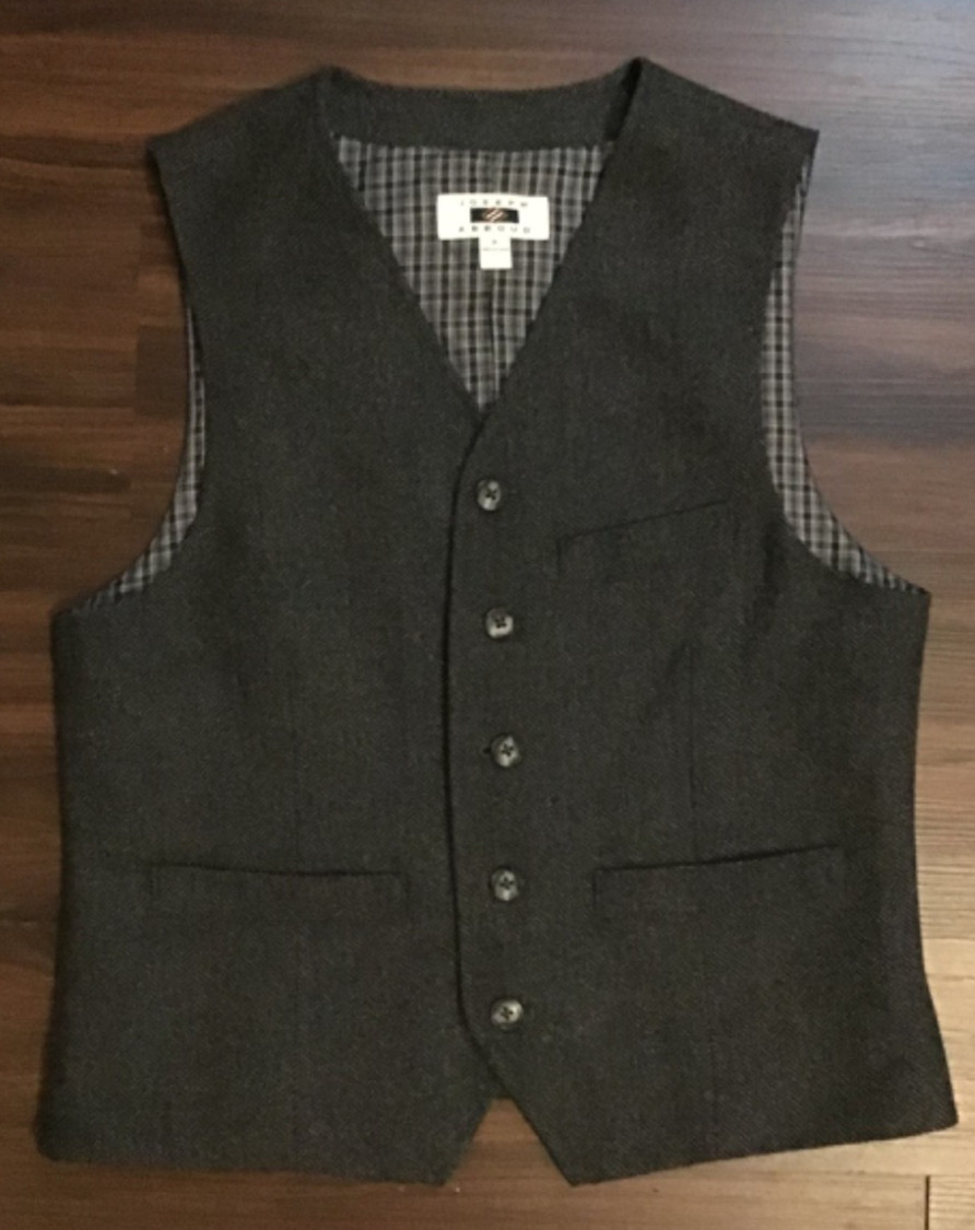 Joseph Abboud gray herringbone pattern wool blend… - image 1