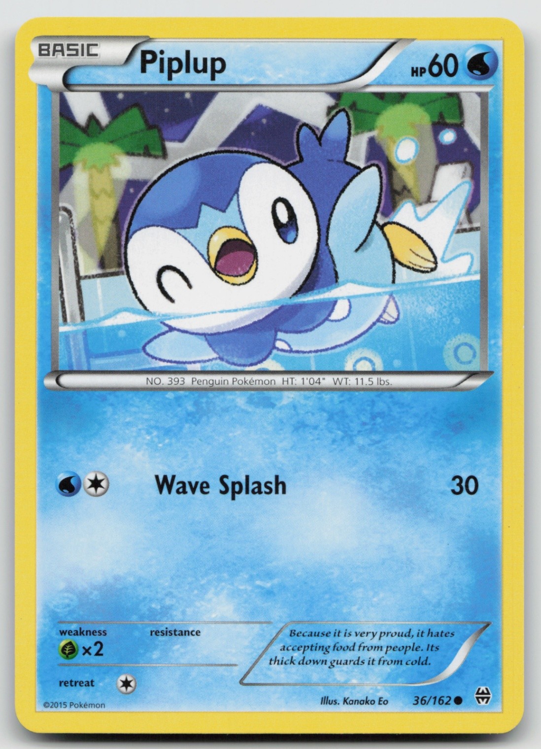 Pokemon Card Piplup Common XY - BREAKthrough 36/162