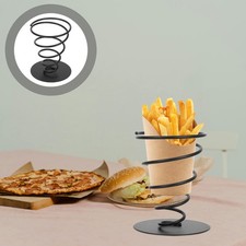 2Pcs Black Iron Cone Holder Rack for Ice Cream French Fries Snack Serving