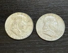 Franklin SILVER half dollar LOT of 2 Coins 1/2 Dollars 1962