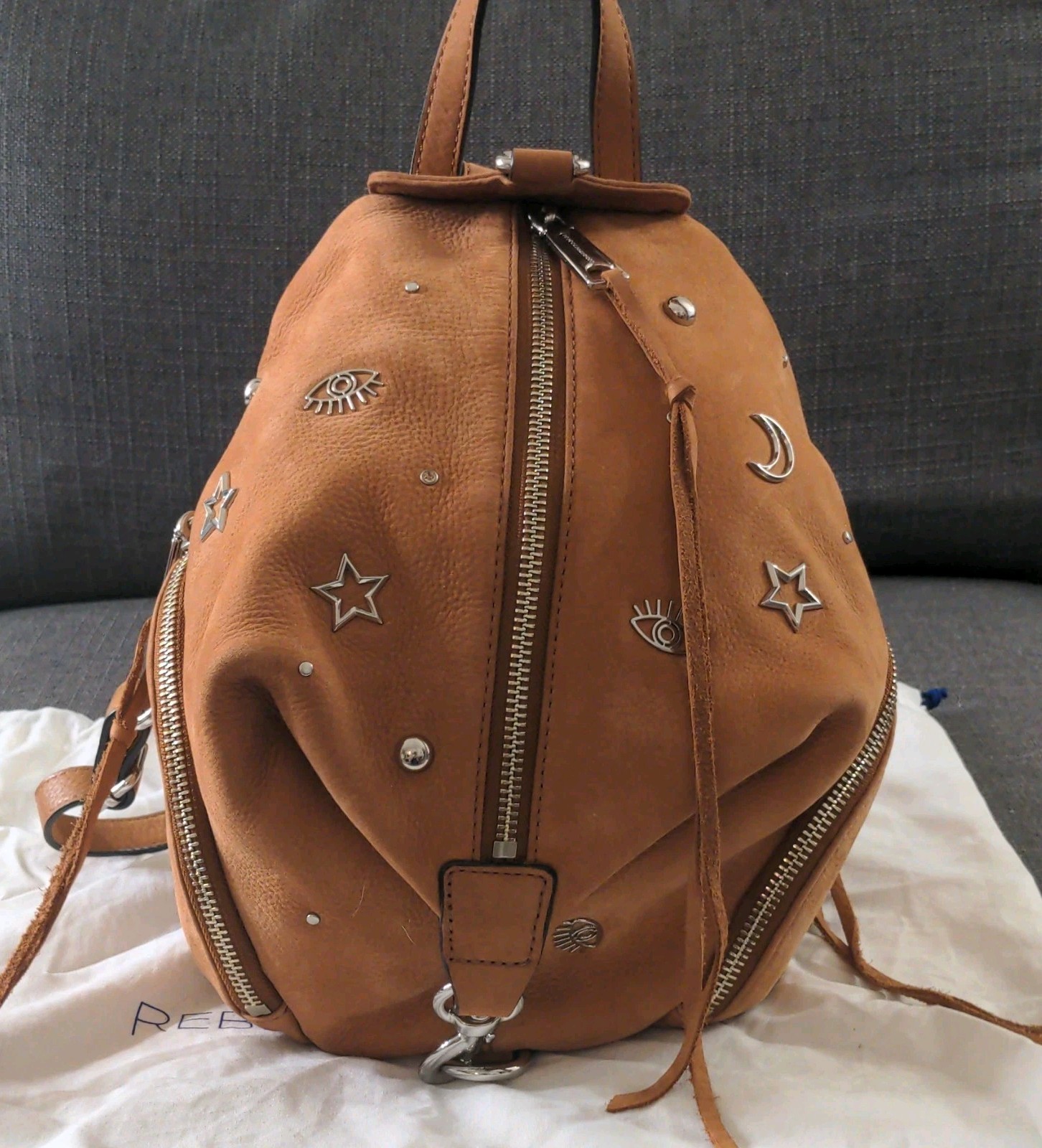 Rebecca Minkoff Brown Sueded Julian Backpack, Stars & Moons, Women's