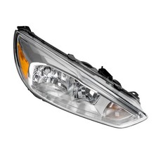 Front Right Headlight Assembly Halogen For 2015-2018 Ford Focus Amber Chrome