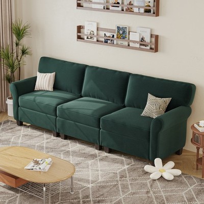 3=Seater Sofa Corduroy Upholstered Deep Seats Couch w/ Arms & Removable Cushions