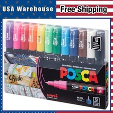 12 Acrylic Paint Markers Set Extra Fine Tip Pens for Rock Glass Wood Fabric Art