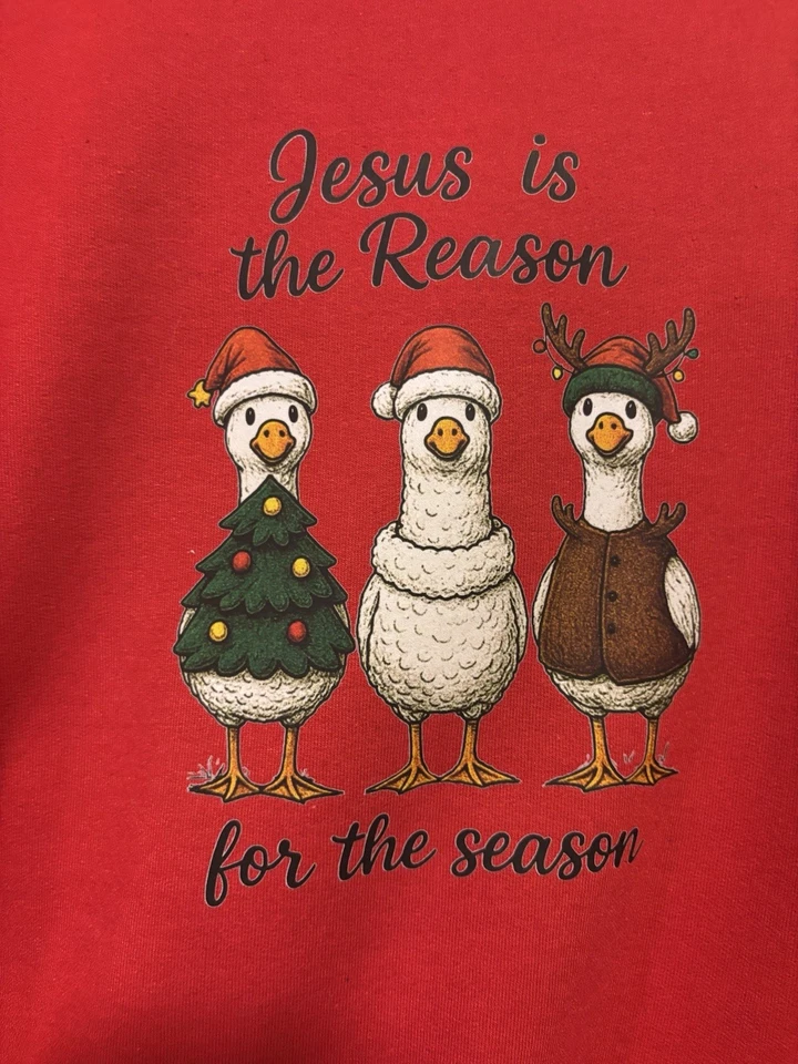 Adulto Navidad Ganso Cuello Redondo Sudadera Talla Grande Foto 3 de 4