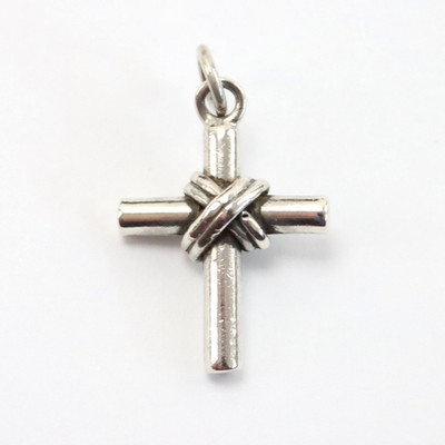 Vintage Sterling Silver Chunky CROSS Charm Pendant