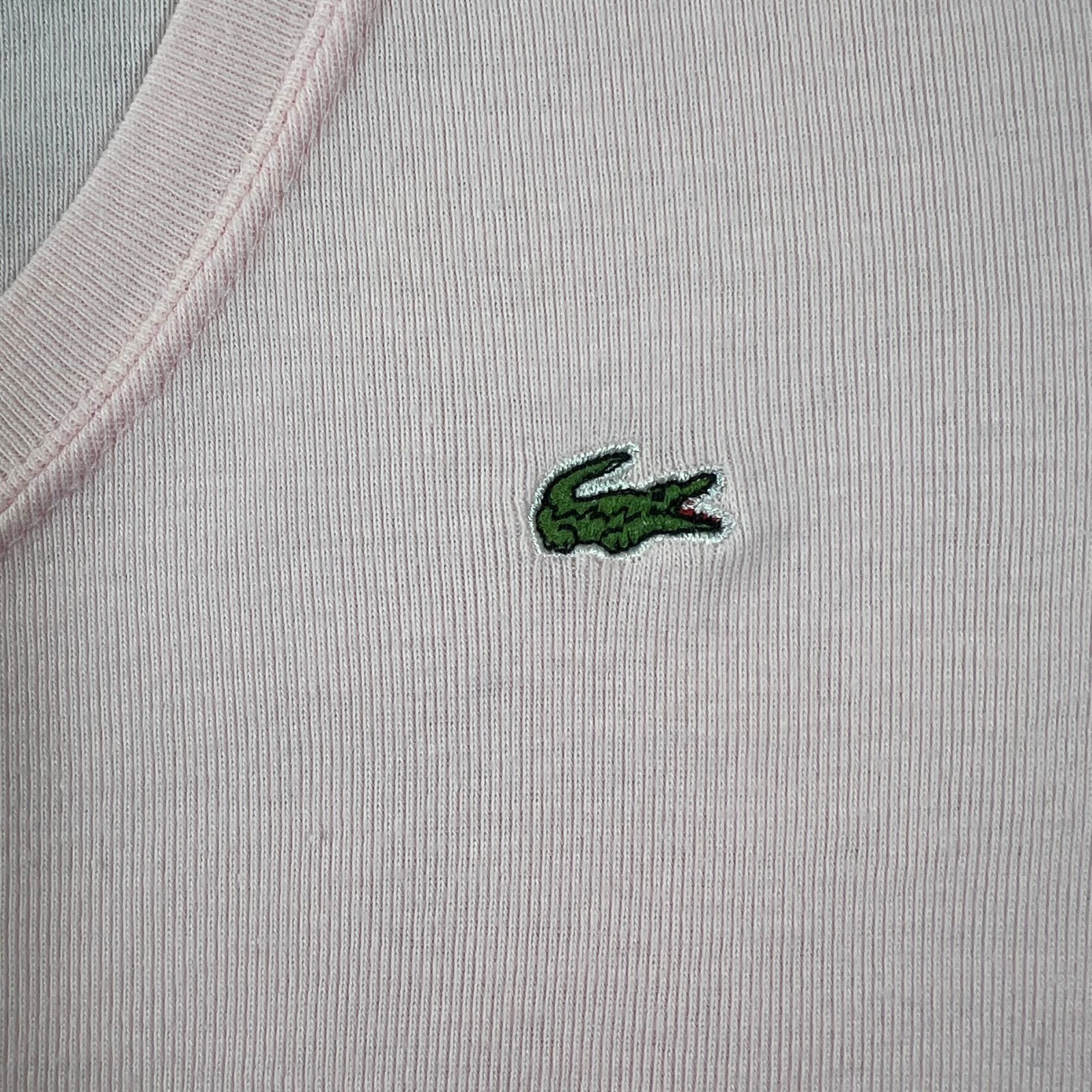 Lacoste Women's V-Neck Long Sleeve T-Shirt Light Pink US Size L(EU/10) VTG NWT thumbnail 4