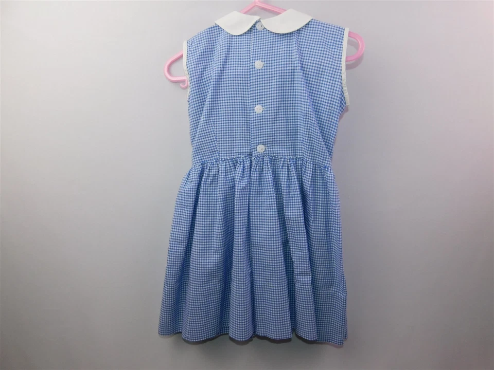 2 vestidos de colección sin mangas para niños pequeños años 60 azul guinga MOD algodón Flower Power Foto 3 de 4