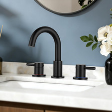 3-Hole 2-Handle Widespread Bathroom Sink Faucet, Matte Black
