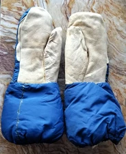 FROSTLINE Polar Goose Down Fill Nylon Mittens + Full Leather Palm Over-mitts EXC