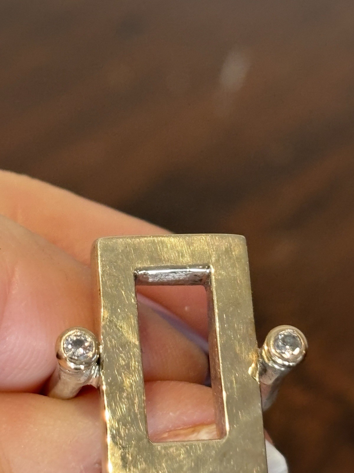 Sterling Silver, Crystal Rectangular Ring, 6 - image 1