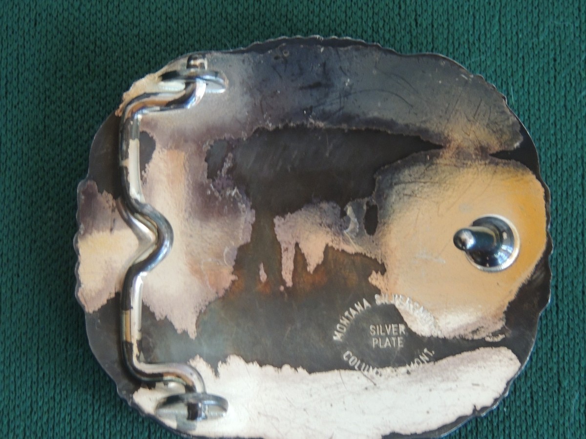 Montana Silversmiths Southwestern Silver Plate Belt Buckle NIB Native American Vintage Montana Silversmiths Gold & Silver Tone Native  main image 2