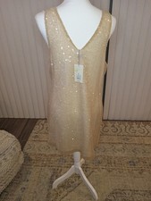 New with tags lt beige sequin mini shift dress