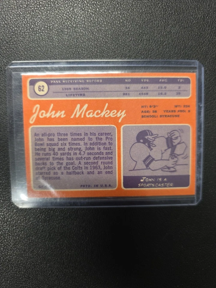 1970 Topps Set-Break # 62 John Mackey NR-MINT  - Image 2 of 2