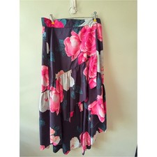 Eliza J Taffeta High Low Maxi Skirt Floral SZ 12 Cottagecore