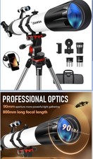 90mm 800mm High Power Refractor Telescope w/ Tripod Portable for Adults