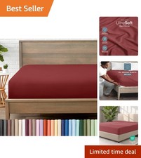 Twin XL Fitted Sheet - 1800 Ultra-Soft Twin XL, Rosewood  Deep Pockets 6 to ...