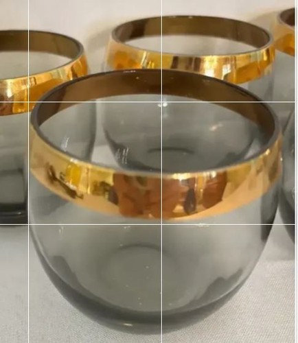 Single Smoky Glass Tumbler with Gold Rim-7 Available