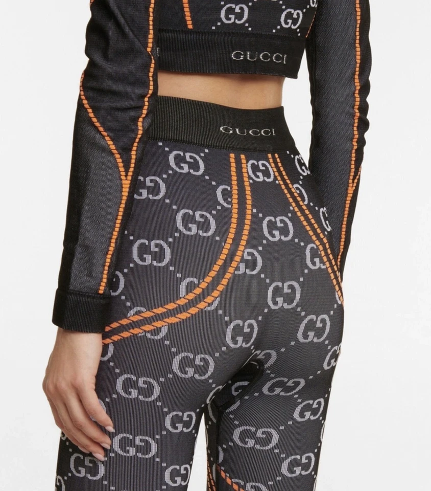 NEW Gucci GG Jacquard Jersey Leggings  Black/Orange Women’s Size S Authentic - Image 2 of 4