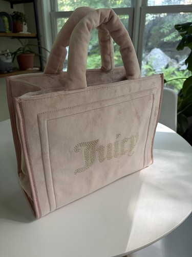 Juicy Couture Pink Velour Studded Tote Bag Heart Charm Y2K Aesthetic