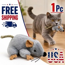Plush Cat Toy Mouse Realistic Moving Tail Interactive Kitten Toys
