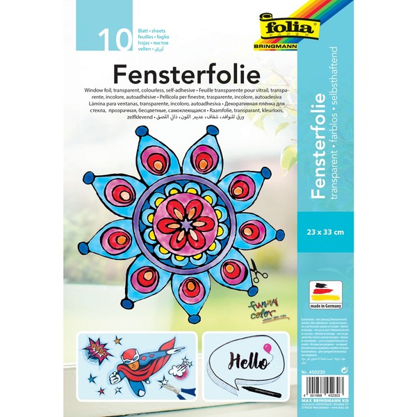 Folia 450230 Fensterfolie 23 X 33 Cm Selbsthaftend Farblos Transparent 4 X 10Er-image