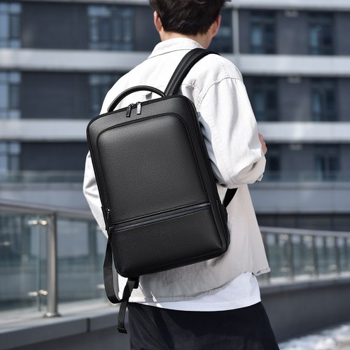 US Business Mens Genuine Leather School Backpack Laptop Travel Waterproof Bag AS - Picture 11 of 44