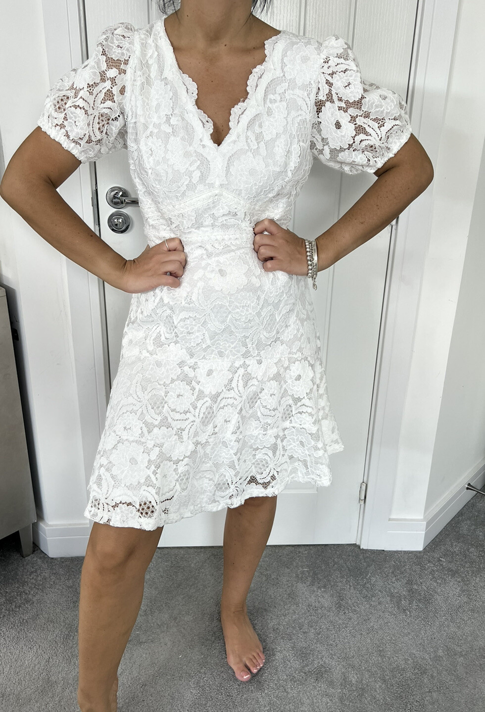 Buy Bnwt Lipsy White Lace Puff Sleeve 