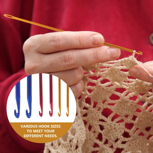 6Pcs Aluminium Large Hole Crochet Needles Weaving Tools Knitting Needles US - Picture 5 of 12