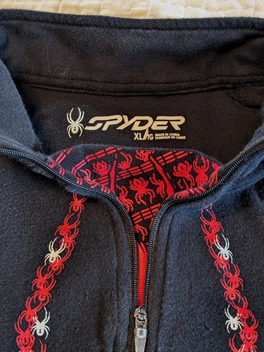 Spyder Logo Graphic 1/4 Zip Black Widow Pullover Sweatshirt Boys XL EUC Womens S - Picture 3 of 14