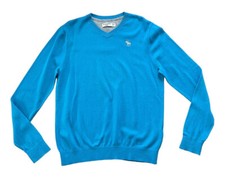 Abercrombie Kids Boys Blue Long Sleeves V Neck Knitted Pullover Sweater Sz 15/16
