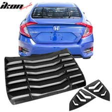 Fits 16-21 Honda Civic Sedan IKON Style Rear Window Louver w/ Side Quarter Scoop