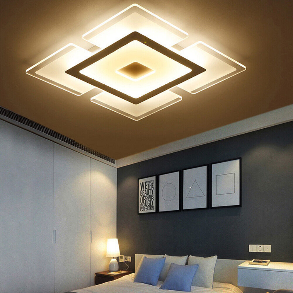 LED Deckenlampe ultraflach Wohnzimmer Panel Deckenleuchte Flur Slim weiß  silber | Sternenhimmel