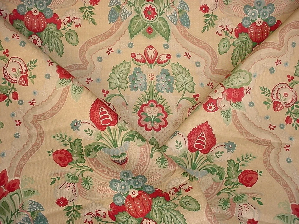 1-1/4Y Lee Jofa 2001124 Palazzo Coral Floral Linen Print Upholstery Fabric - Image 4 of 4